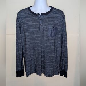 Lucky Brand True Indigo Henley Long Sleeve Tee Navy Blue